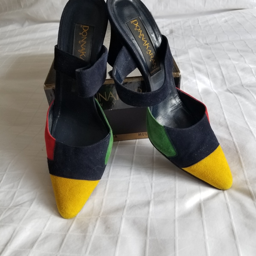 Vintage Donna Karan Colorblock Suede Slingbacks - Picture 4 of 6